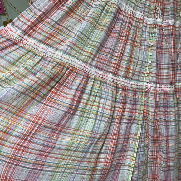 Free People Sally Plaid appliqué colorful maxi top - Picture 8 of 11